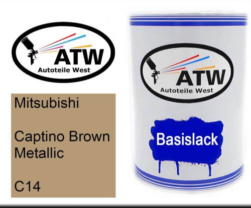 Mitsubishi, Captino Brown Metallic, C14: 500ml Lackdose, von ATW Autoteile West.